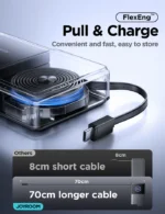 ⁦JOYROOM JR-PR1 22.5W باوربانك بسلك مدمج قابل للسحب 10000mAh أسود⁩ - الصورة ⁦8⁩